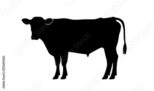 A contemporary ox symbol, depicted as a black bullock sign isolated on a white background