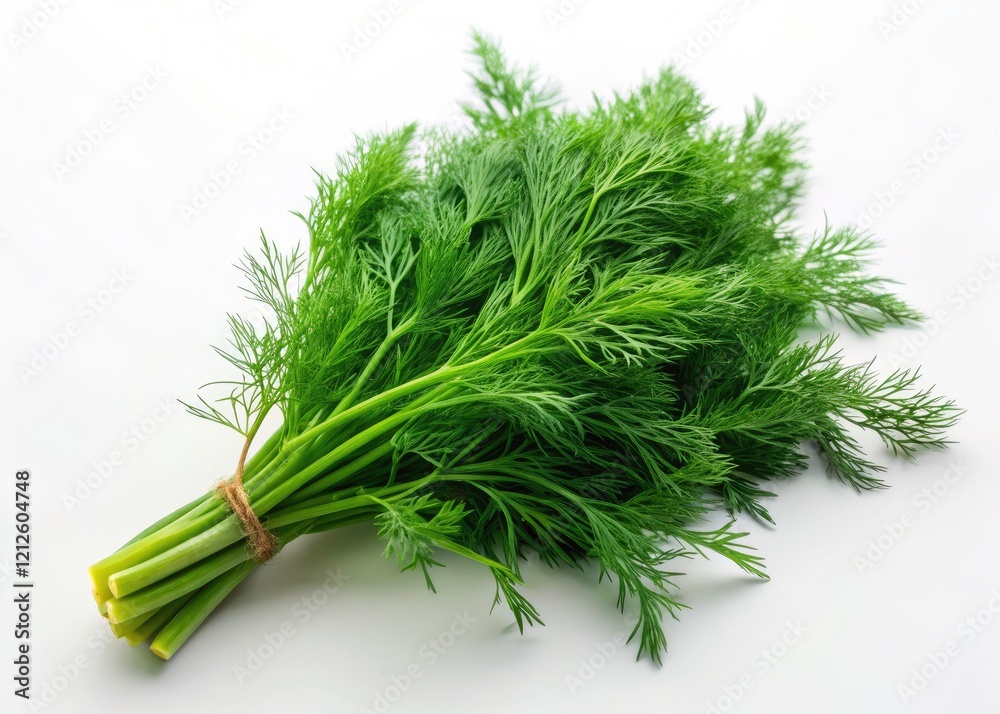 Fototapeta premium Close-up of fresh dill, minimalist style. Green leaves against a simple background. Culinary food photography.