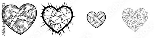 A hand-drawn sketch in black and white depicts a broken heart, symbolizing unrequited love