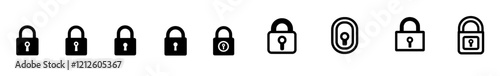 Locks icons set. Locked and unlocked modern icon set. Lock symbol isolated on transparent background. Padlock symbol. Privacy symbol modern stock illustration