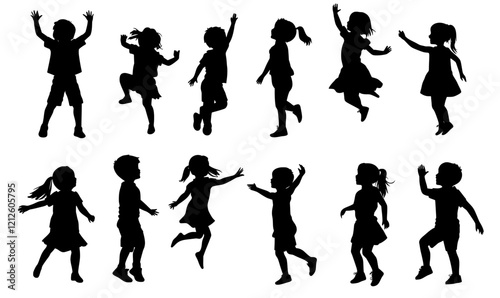 Contemporary illustration of a boy and girl silhouette, isolated on a white backdrop
