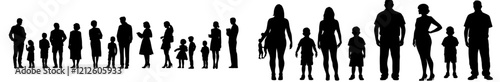 People family and parent silhouettes set, large pack of modern silhouette design, isolated on a white background