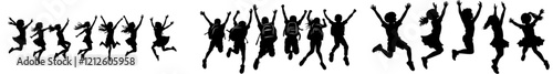 Silhouette of a boy student isolated on a white background, representing the back-to-school concept with a humorous touch in a modern illustration