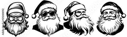 A cheerful black Santa Claus silhouette icon, perfect for a modern laser cutting template