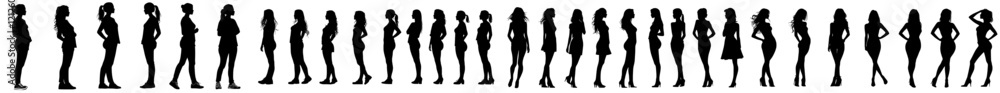 A contemporary black silhouette of a woman in white scrubs holding a stethoscope, depicted from various angles on a white background, symbolizing healthcare, treatment, and assistance A contemporary black silhouette of a woman in white scrubs holding a stethoscope, depicted from various angles on a white background, symbolizing healthcare, treatment, and assistance