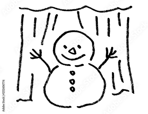 Snowman drawing coloring page ready for printing on standard 8.5x11 inch paper