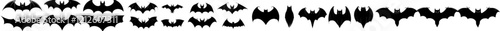 Halloween black bat isolated silhouettes for holiday horror and modern cartoon icons