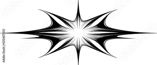A sleek black and white sunburst with a bright, rapid light background