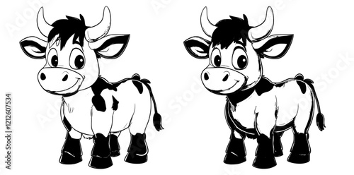 This coloring page offers a fun and creative wildlife art activity for kids, featuring a happy cow cartoon character with an adorable farm animal outline, designed to be both playful and relaxing