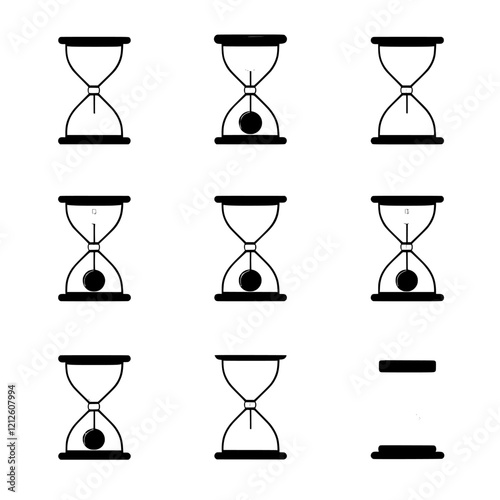 Set of hourglass icons with a modern design. Sandglass or sand clock icons.