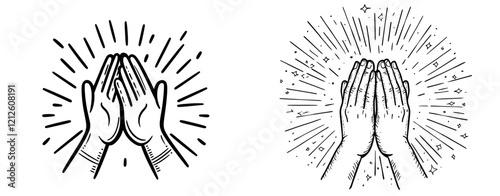A doodle of clapping hands, representing applause, isolated on a white background.