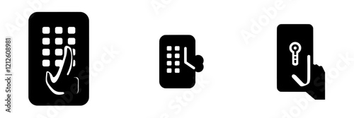 Manually inputting a pin code with hidden characters. Contemporary password login icon.