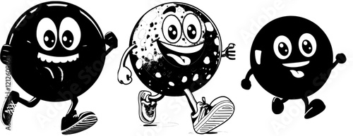 A groovy number 9 cartoon character with a funny face, designed as a modern, funky numeral. This number 9 has a silly smile and a freaky tongue sticking out, perfect for kids' math or font