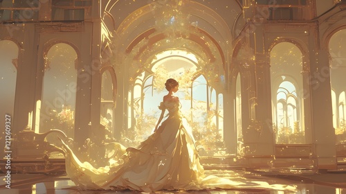 An elegant setting with sparkling confetti, celebrating a special occasion with grandeur and style.