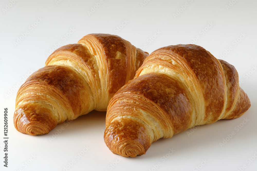 Freshly Baked Golden Croissants on Light Background Freshly Baked Golden Croissants on Light Background