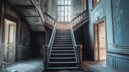 Grand Staircase in an Abandoned Mansion