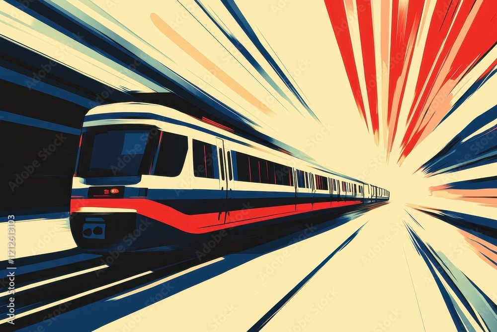 Fototapeta premium High Speed Train Moving Through Tunnel