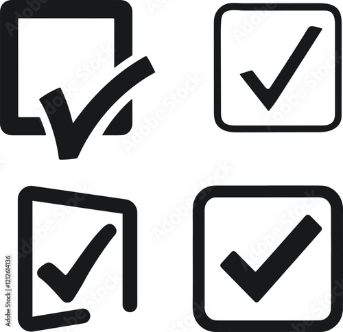 check mark icons, Four Simple Checkmark Icons in a Square