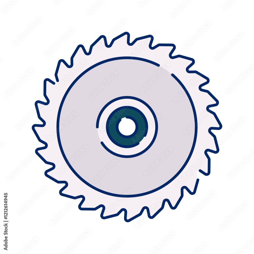 Circular blade used for cutting wood or metal in construction or carpentry work. Circular blade used for cutting wood or metal in construction or carpentry work.