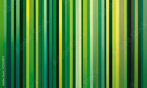 Repeating pattern of narrow vertical stripes in different shades of green, geometric patterns, green stripes, abstract art