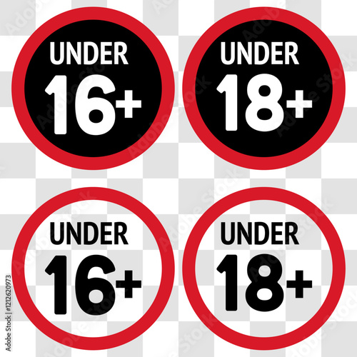 Wallpaper Mural  set isolated age restricted 3, 5, 9, 13, 16, 18, 21 plus yeas old, age restricted under 3, 5, 9, 13, 16, 18, 21 , Perfect for adding clear age restrictions and warnings with stylish, websites, apps,  Torontodigital.ca