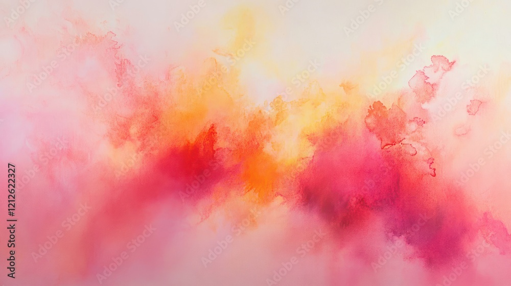 Abstract Watercolor Painting in Warm Hues of Pink and Orange Abstract Watercolor Painting in Warm Hues of Pink and Orange