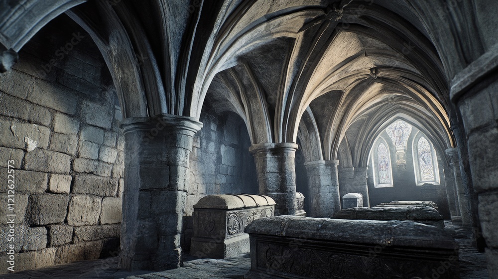 Obraz premium A historic room with ancient stone walls and details