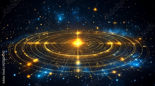 Celestial Network Golden Galactic Cosmic Design photo