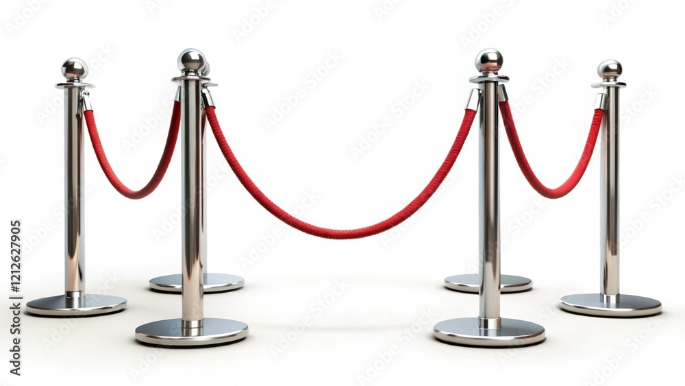 Stanchions with black velvet ropes, cut out
on white Stanchions with black velvet ropes, cut out
on white