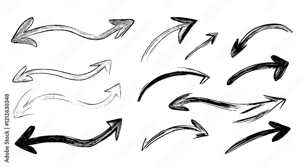 Vector hand drawn different arrow design with white background arrow mark icons Vector hand drawn different arrow design with white background arrow mark icons