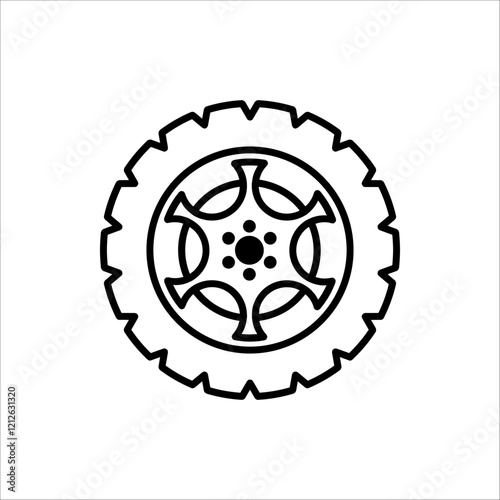 Car wheel icons. Black wheel tires silhouette. For web design, isolated on white background.