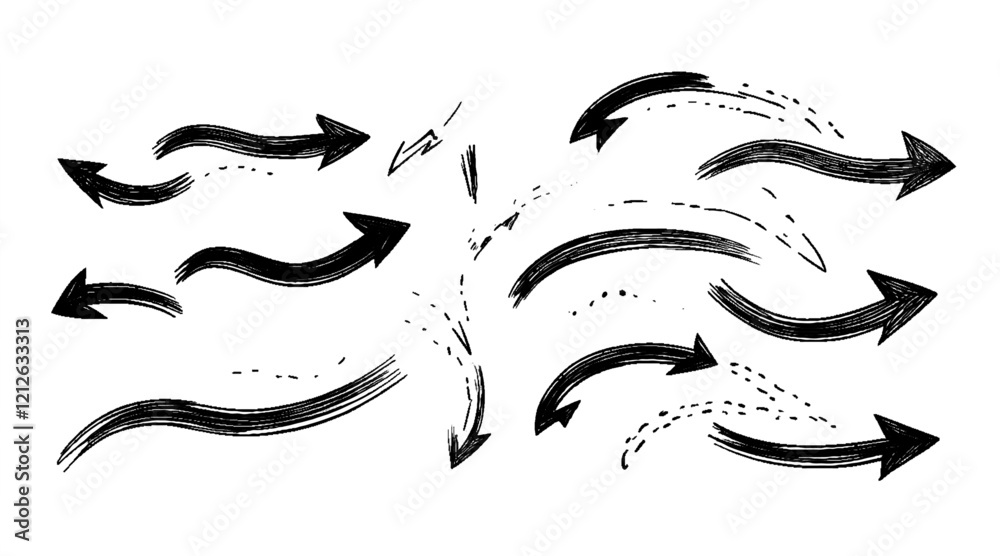Obraz premium Vector style brush arrow and graph with white background.