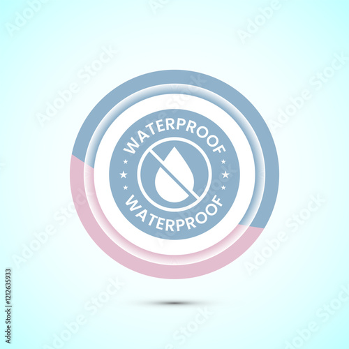 Waterproof icon design illustration, water resistant signs, liquid proof protection. Pastel color button design