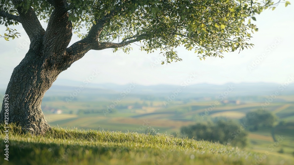 Tranquil Countryside Vista Majestic Tree's Peaceful Gaze Over Rolling Hills Tranquil Countryside Vista Majestic Tree's Peaceful Gaze Over Rolling Hills