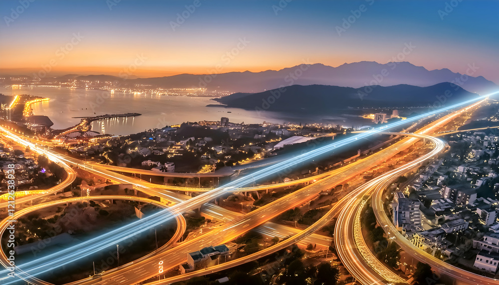 Trendy Cute seamless pattern, streams of light trails views from planes Trendy Cute seamless pattern, streams of light trails views from planes