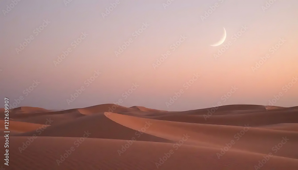 Desert Dunescape Underneath a Crescent Moon Desert Dunescape Underneath a Crescent Moon