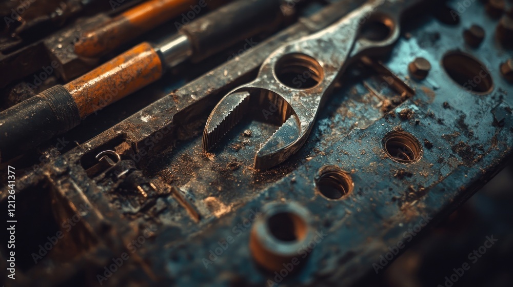 Rusty Tools Resting In A Dusty Toolbox