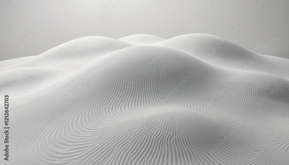 Obraz premium Minimalist textured white sand dunes with gentle ripples creating a serene and tranquil atmosphere in a modern art style.