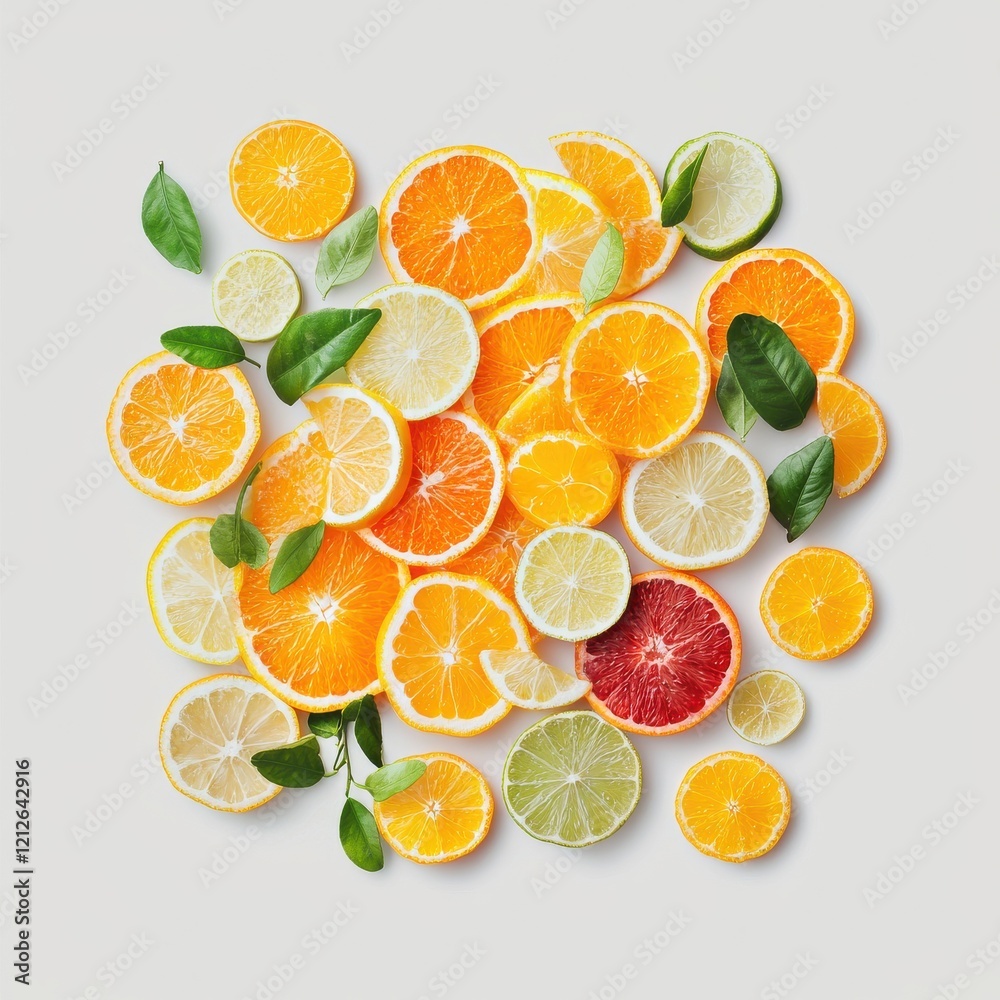 Vibrant citrus fruits display clean background food bright setting top view fresh concept Vibrant citrus fruits display clean background food bright setting top view fresh concept