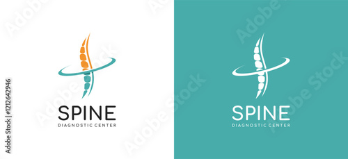 Human spine diagnostic logo design for health logo. Chiropractic logo