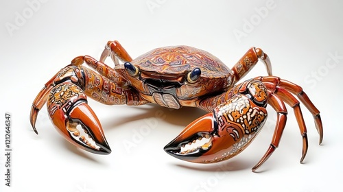 Colorful Decorated Crab Sculpture on White Background photo