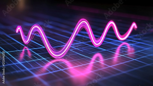 sine wave pulses over a futuristic grid Sine Wave  photo