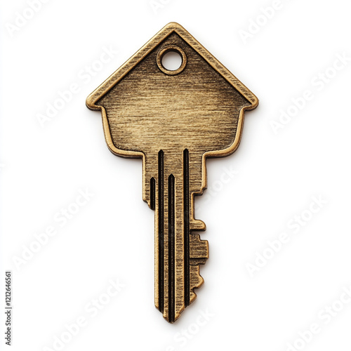 House key cut out isolated on white background full depth of feild . photo