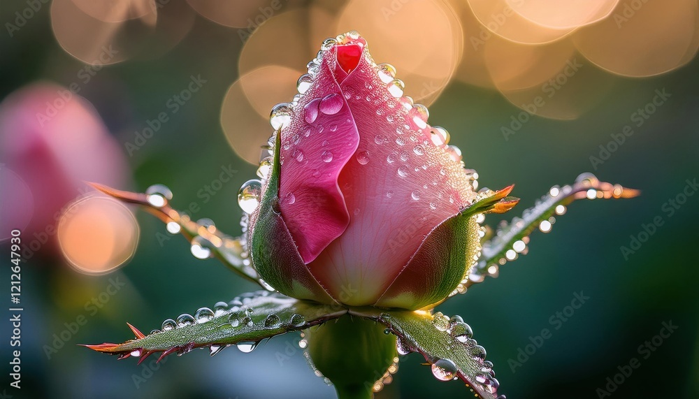 Φωτογραφία A delicate rose bud glistens with dew drops, embracing the beauty of spring mornings and nature