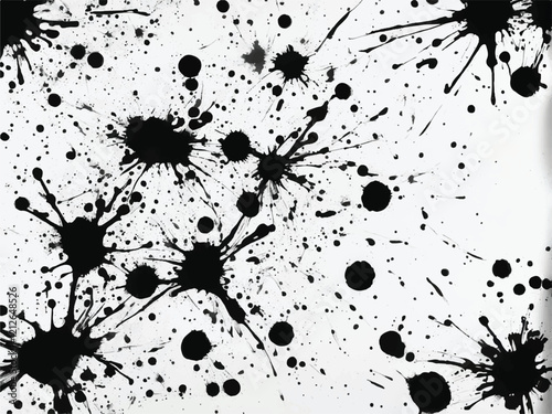 Black and White Ink spatter texture. Black ink splash isolated on white background. Black drop ink splatter. EPS 10. Ink splash texture. Grunge background. Ink splatter. 