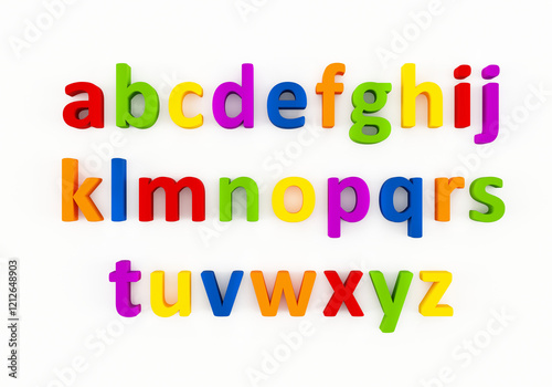 3D Alphabet, 3D ABC With Colorful Letters Of The Alphabet Isolated On White