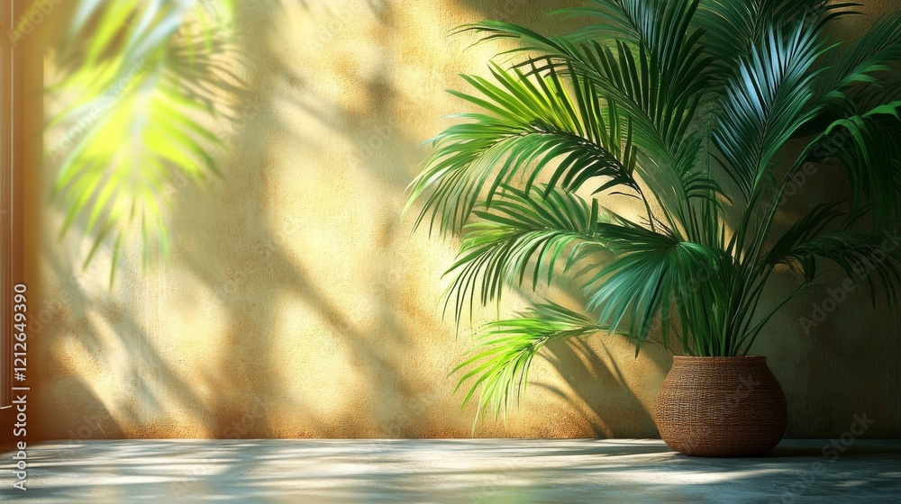 Obraz premium Indoor plants illuminated by warm sunlight