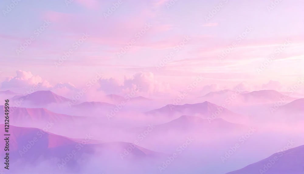 Obraz premium Pastel Mountains and Cloudscape at Dawn