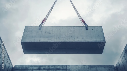 Concrete Block Suspended During Construction Project photo