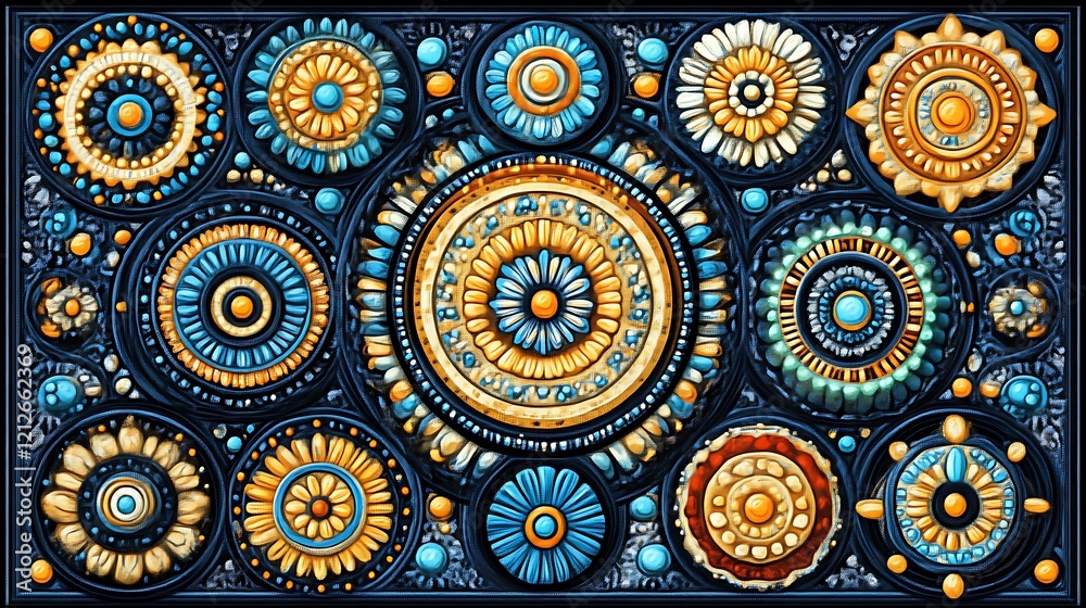 Intricate Circular Floral Design Pattern Mosaic Artwork Intricate Circular Floral Design Pattern Mosaic Artwork